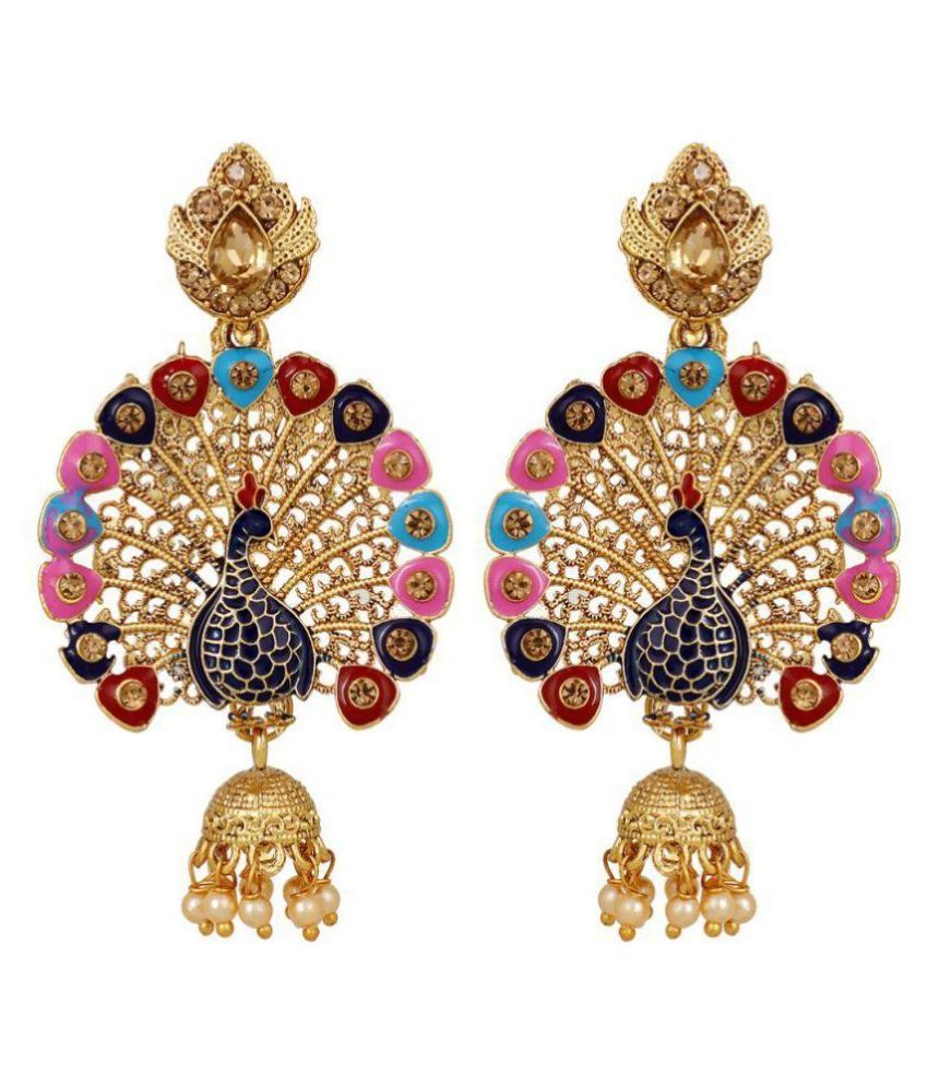     			"Piah Fashion Stunning Peacoak Ethnic Multi clour Jumkhi  Earring for Women"