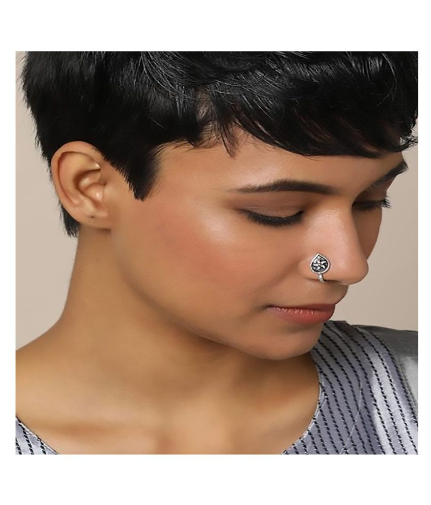 oxidised clip on nose pin