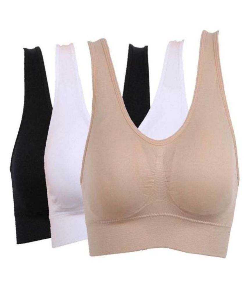     			BC AIR BRA Pack of 3 Cotton Lycra Non Padded Women's Air Bra ( Black )