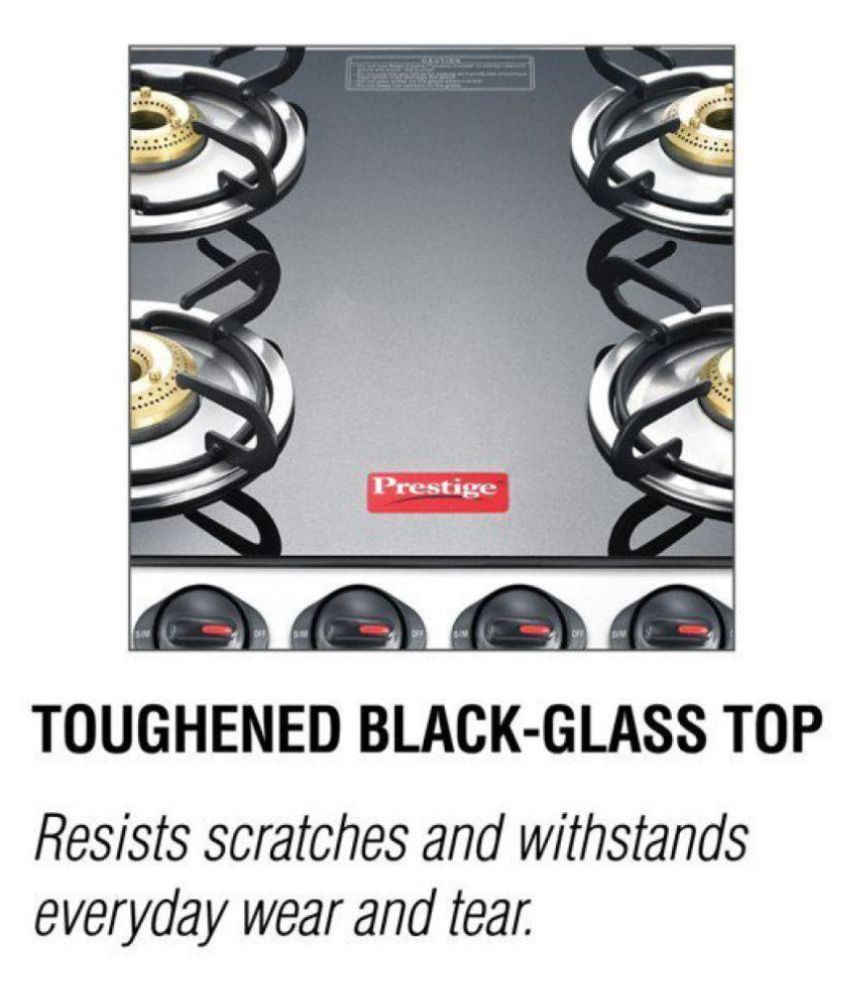 Prestige Marvel Plus Glass Top Gas Table GTM 04 SS 4 Burner Manual Gas