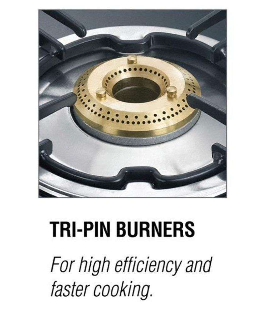 Prestige Marvel Plus Glass Top Gas Table GTM 04 SS 4 Burner Manual Gas