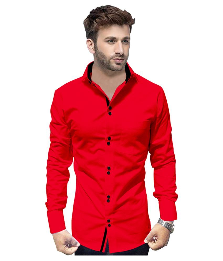     			SUR-T Cotton Blend Red Solids Shirt