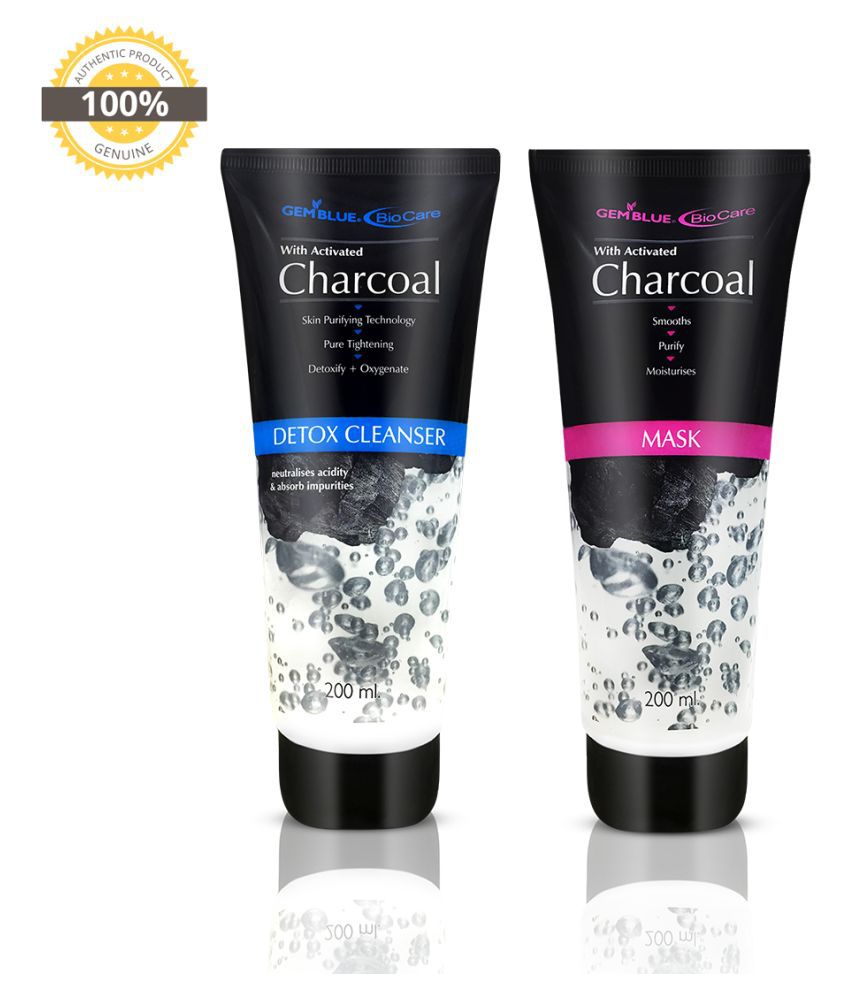     			gemblue biocare  CHARCOAL CLEANSER+MASK Exfoliator 200 gm Pack of 2