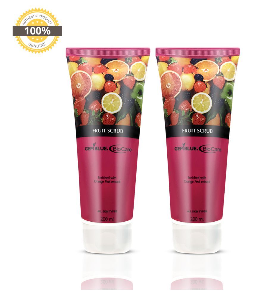     			gemblue biocare  FRUIT SCRUB+ FRUIT SCRUB Facial Scrub 200 gm Pack of 2