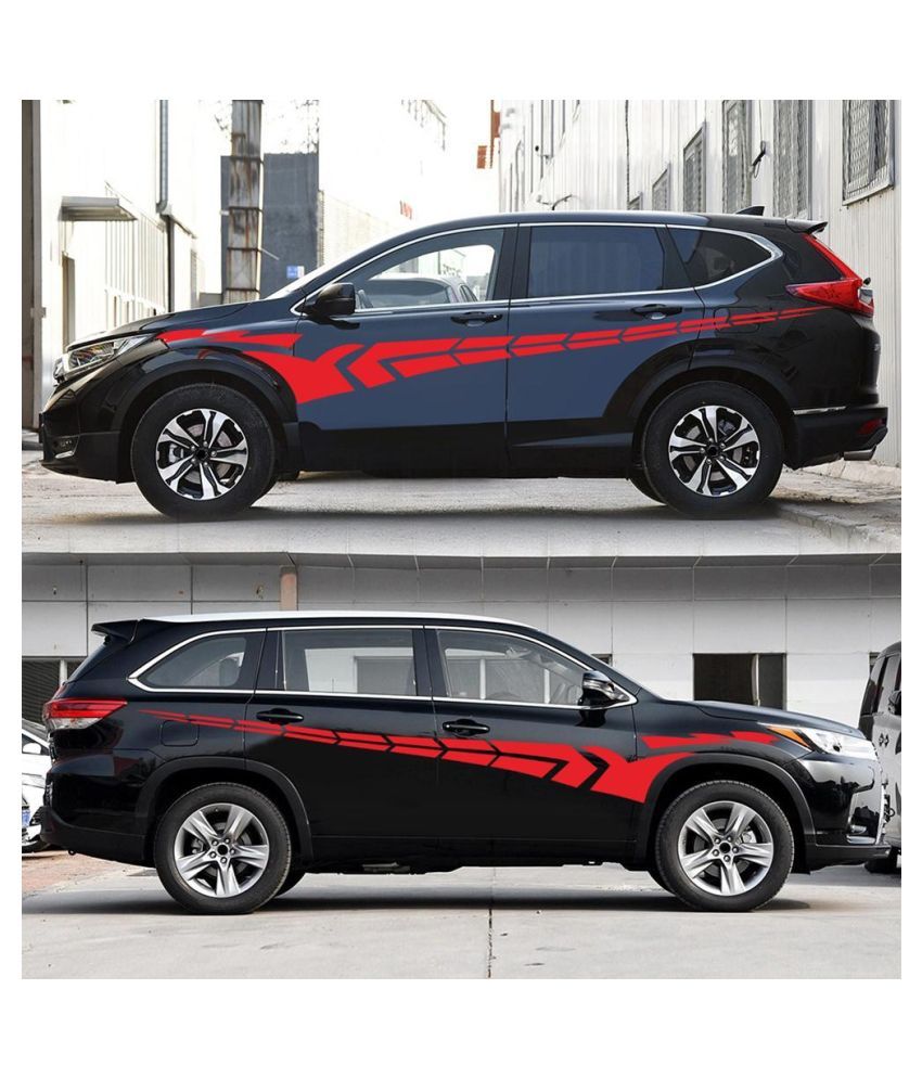 1 Pair Car Stickers Auto Waist Line Side Body Decoration Decals (Red