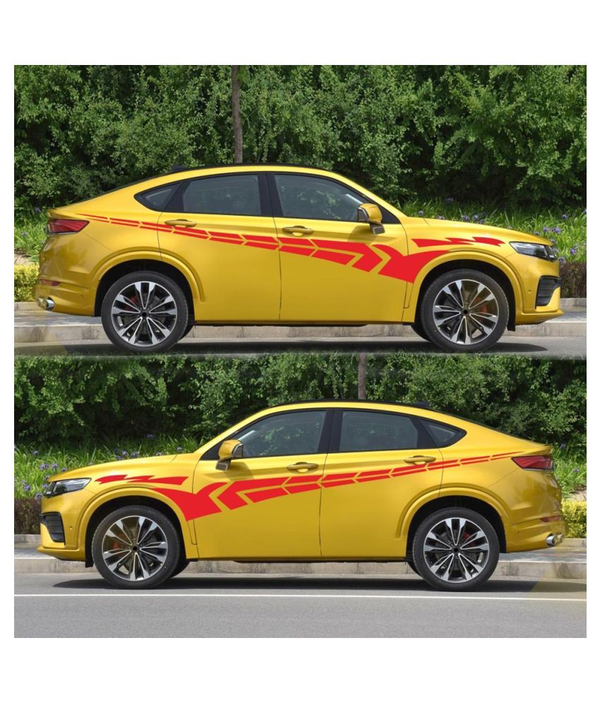 1 Pair Car Stickers Auto Waist Line Side Body Decoration Decals (Red