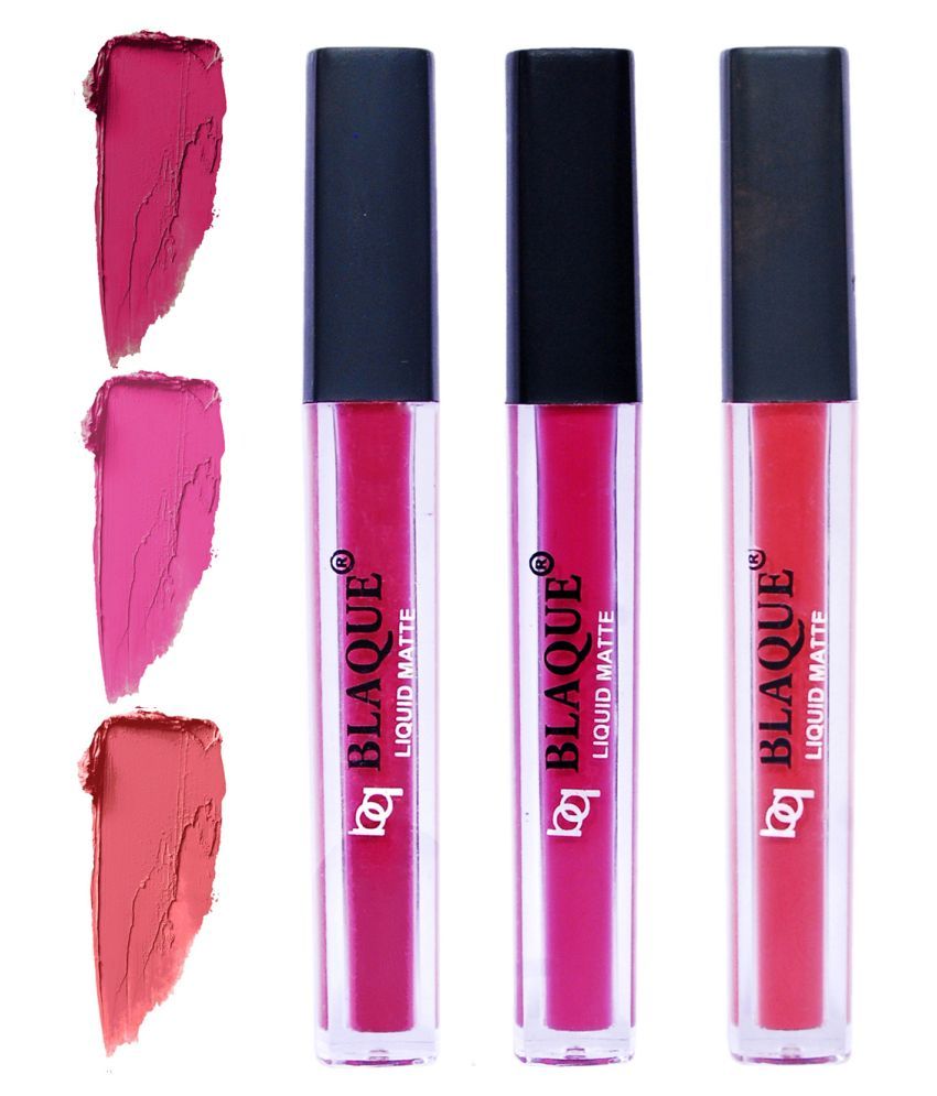     			bq BLAQUE Matte Liquid Lipstick Combo of 3 Lip Color 4ml each, Waterproof - Dark & Bold Pink, Soft Pink, Pinkish Peach