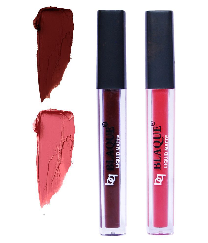     			bq BLAQUE Matte Liquid Lipstick Combo Set of 2 Pcs 4ml each, Long Lasting & Waterproof - Chocolate Mood & Pinkish Peach