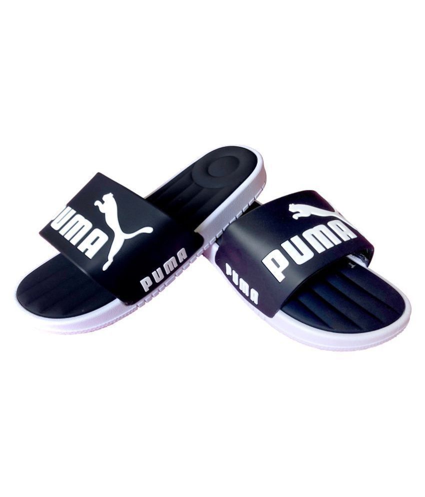 puma black slide flip flop