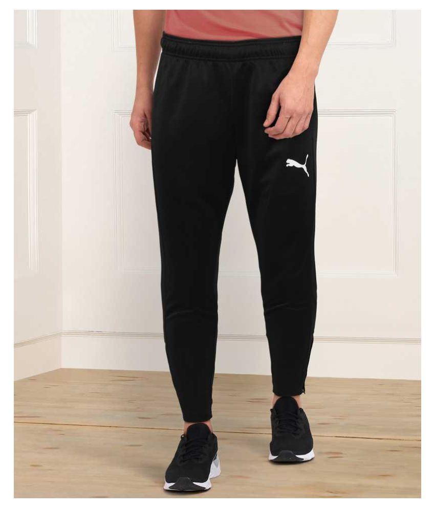 puma black polyester lycra trackpants