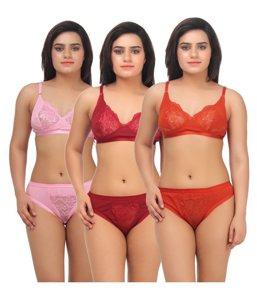     			TCG Multi Color Lace Bra & Panty Set