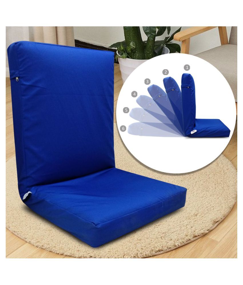 adjustable back support relax recliner floor chair sofa with cushion blue  standard size