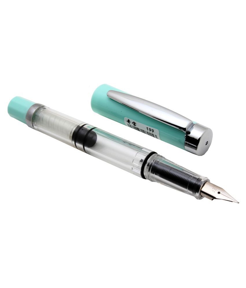     			Demonstrator Safari Piston Fountain Pen Extra Fine Nib With Chrome Trims- Apple Green