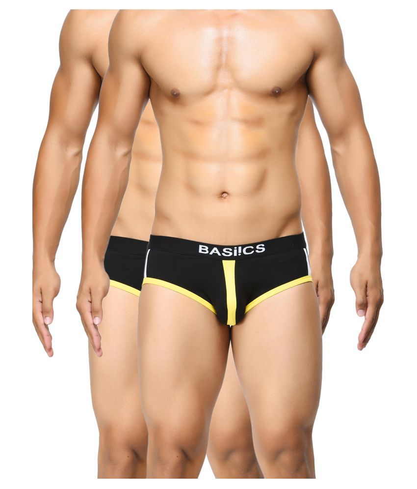     			BASIICS By La Intimo Black Brief Pack of 2