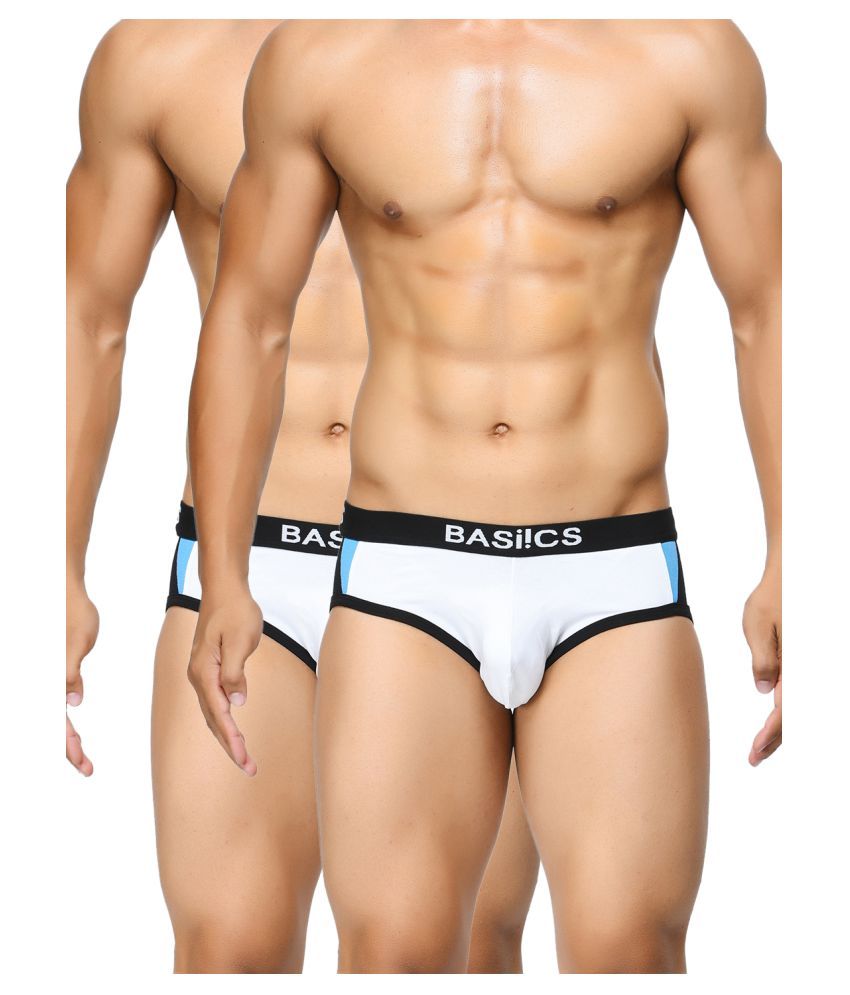     			BASIICS By La Intimo White Brief Pack of 2