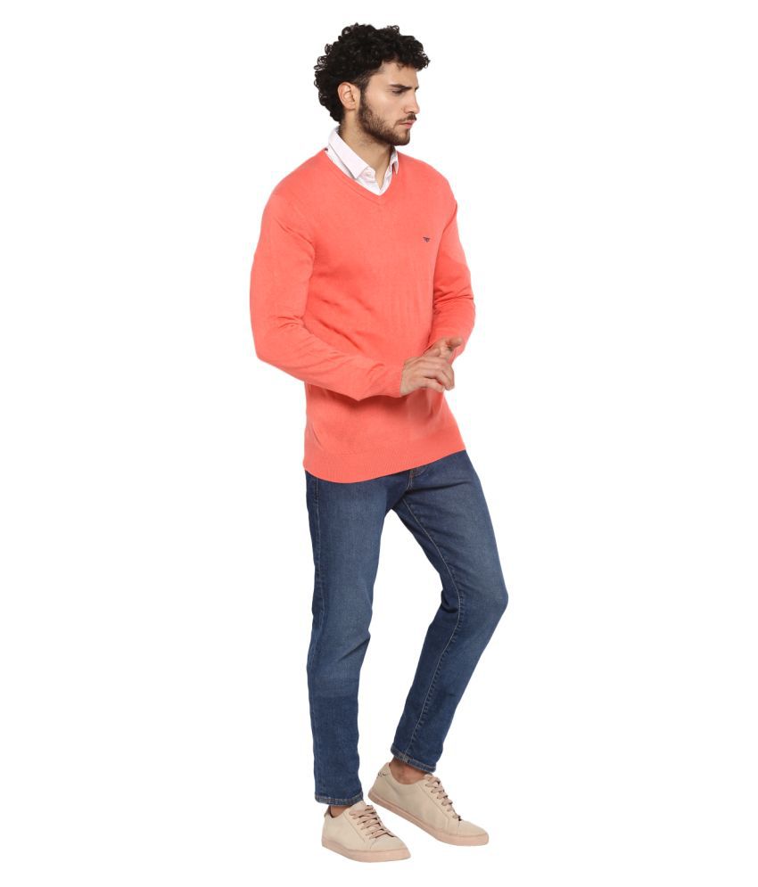 Red Tape Orange V Neck Sweater - Buy Red Tape Orange V Neck Sweater Online at Best Prices in 