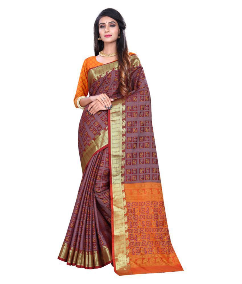 maroon cotton silk saree
