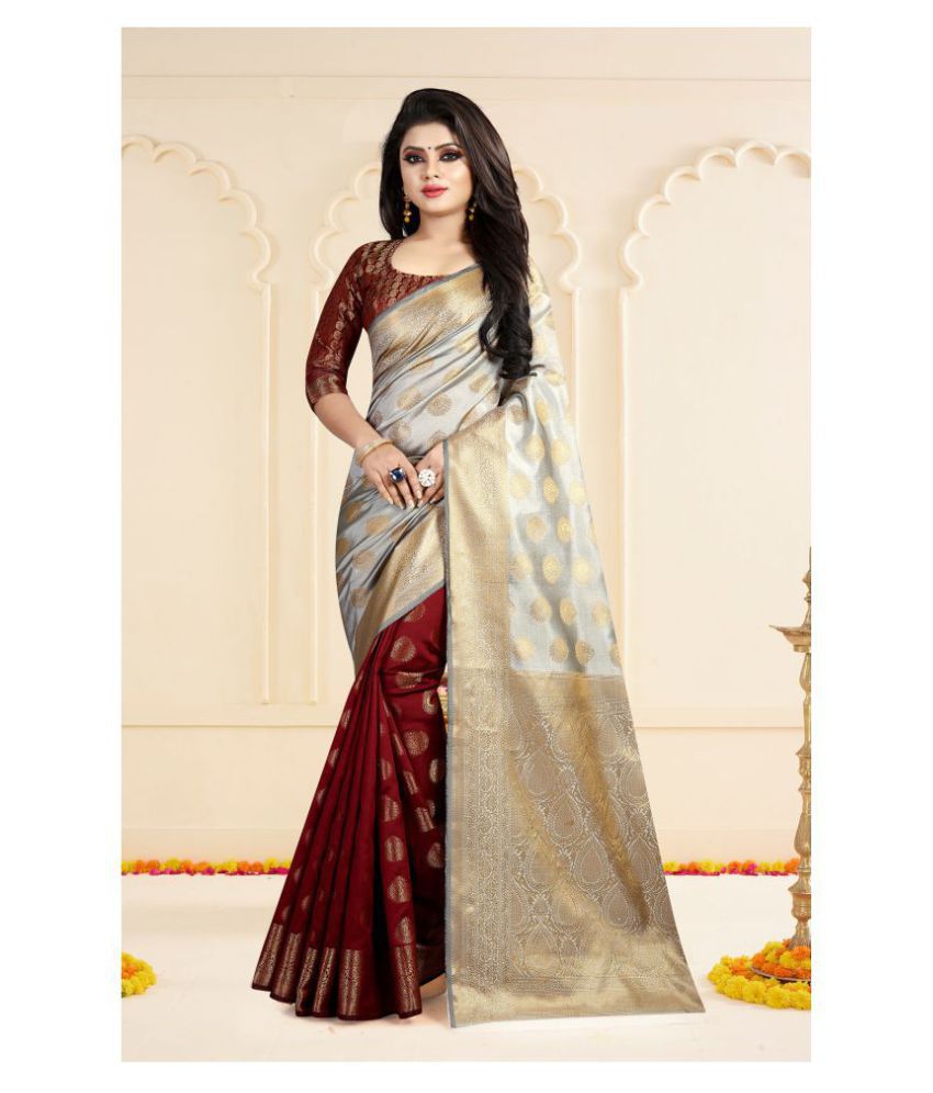     			Gazal Fashions - Multicolor Banarasi Silk Saree With Blouse Piece (Pack of 1)