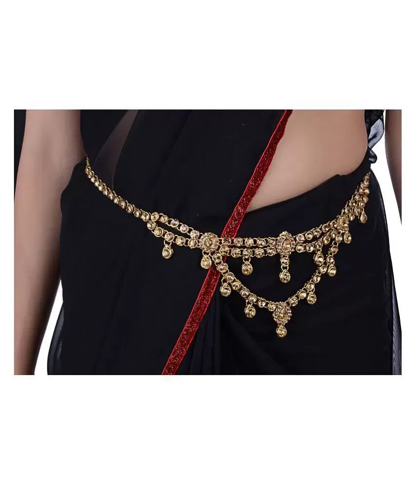 Lucky Jewellery Designer Golden Color Alloy Waist Belt For Women & Girls
