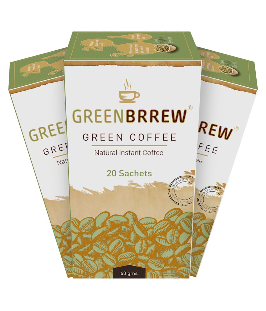 GreenBrrew Instant Green Coffee for Weight Loss 180 gm Unflavoured Pack