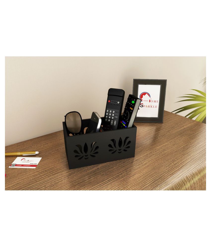 Home Sparkle Remote Cum Mobile Holder / Organizer (Black)