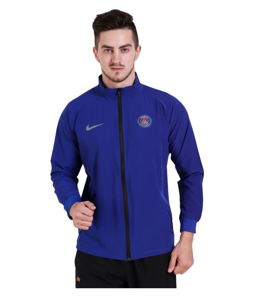 nike blue polyester terry jacket