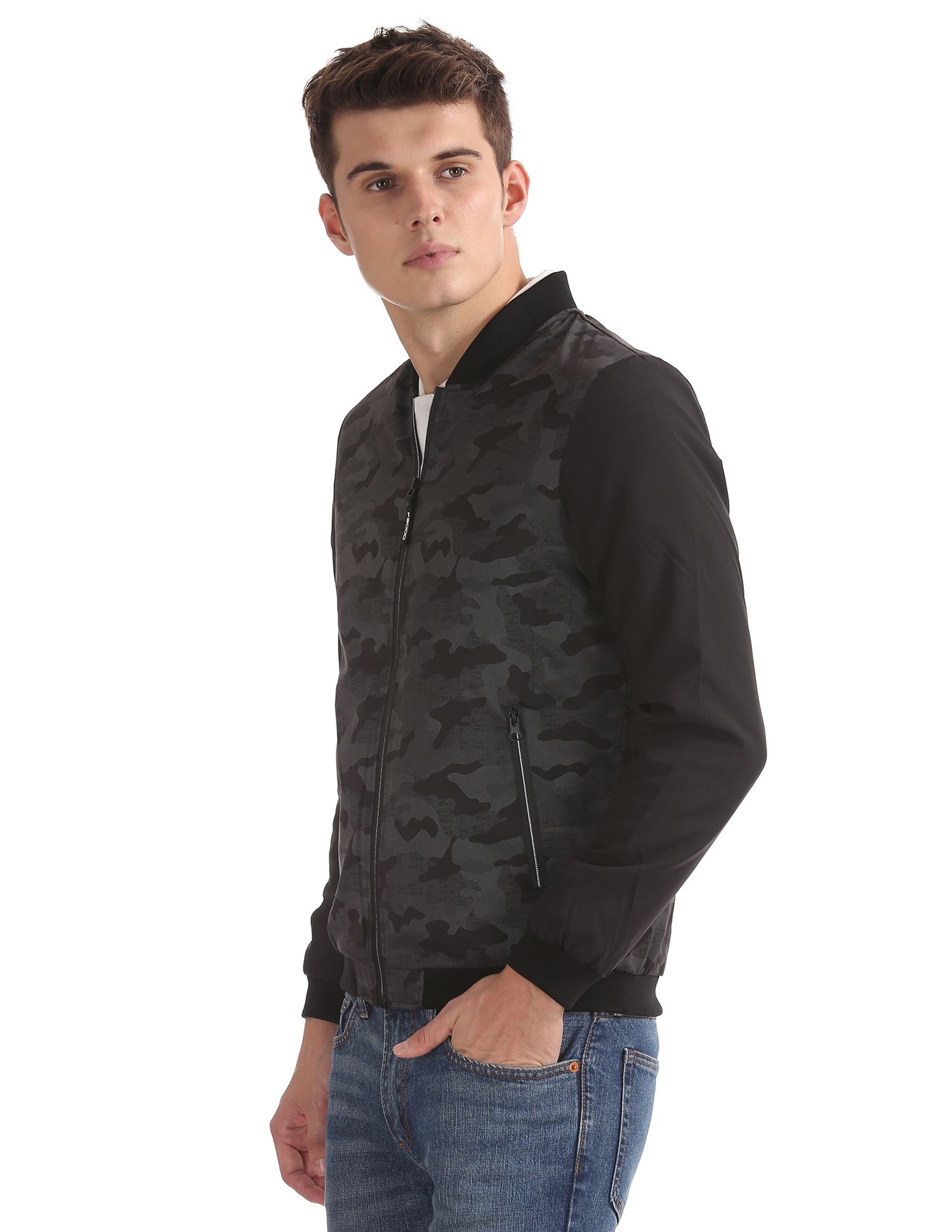 Flying Machine Grey Quilted & Bomber Jacket - Buy Flying Machine Grey ...