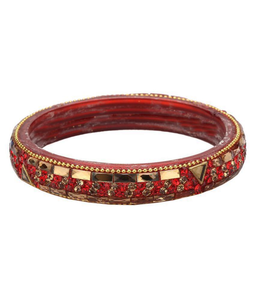    			Afast Exclusive Wedding Collection Kada & Bangle Set Designer Ornamented Red & Golden (Size 2.4)