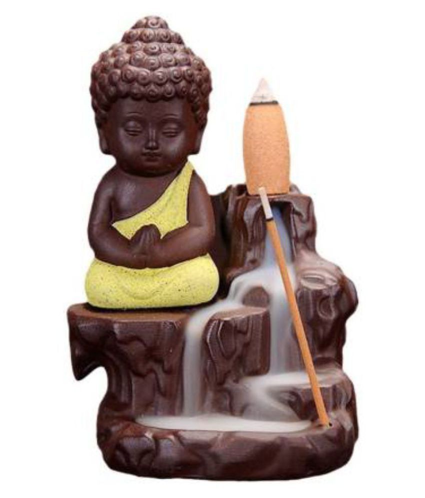     			Manthan Multicolour Polyresin Monk Buddha Smoke Backflow - Pack of 1