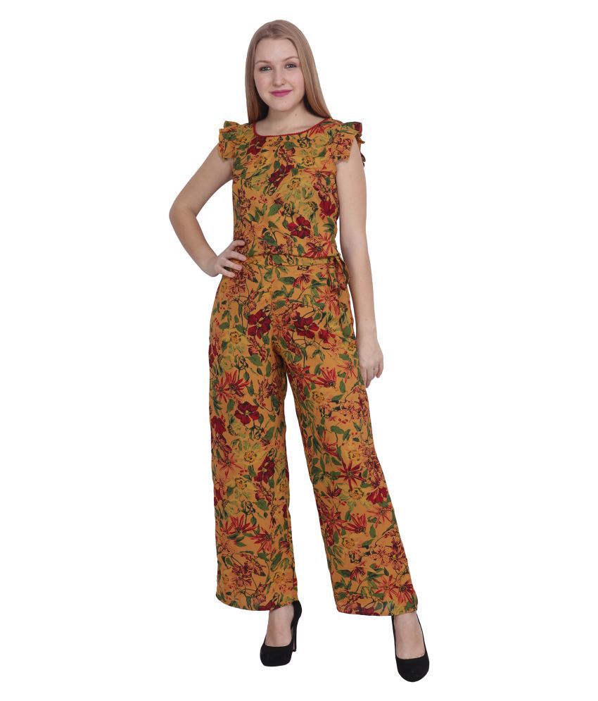     			POPWINGS Yellow Polyester Jumpsuit