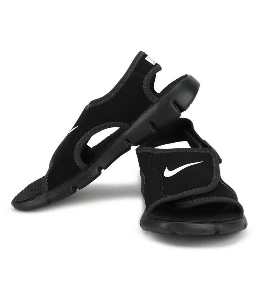 Nike Black Synthetic Leather Sandals - Buy Nike Black Synthetic Leather ...