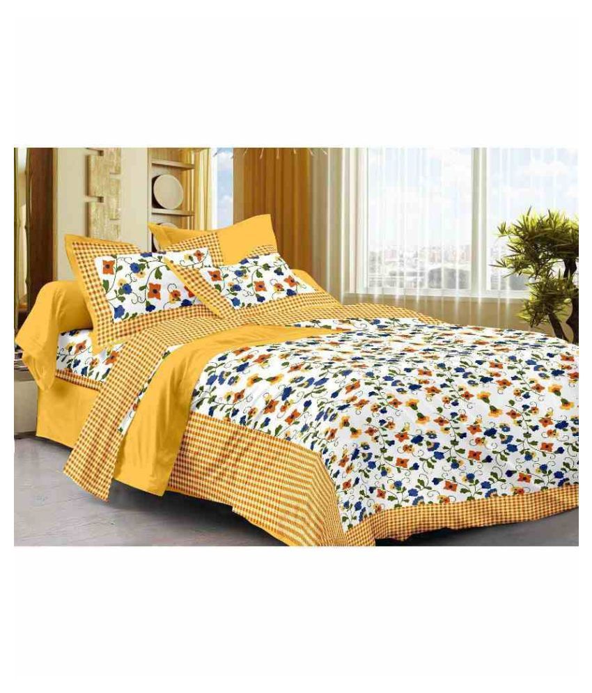     			Uniqchoice Cotton Double Bedsheet with 2 Pillow Covers