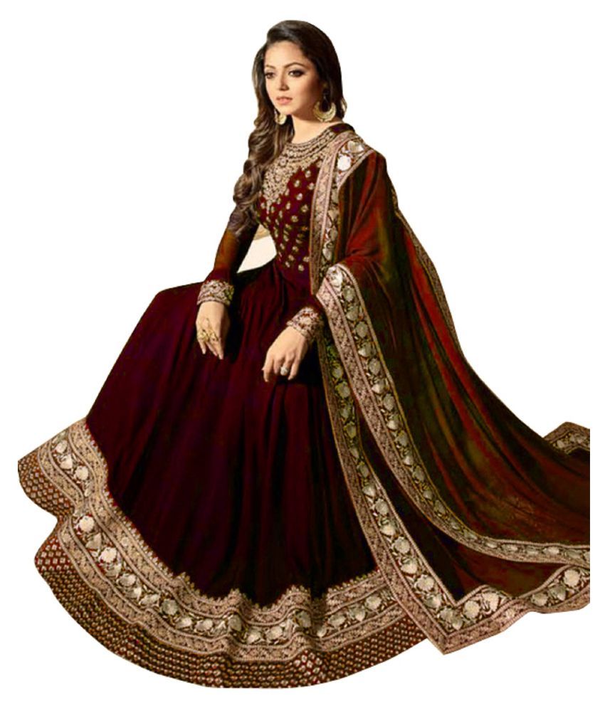 maroon ethnic gown