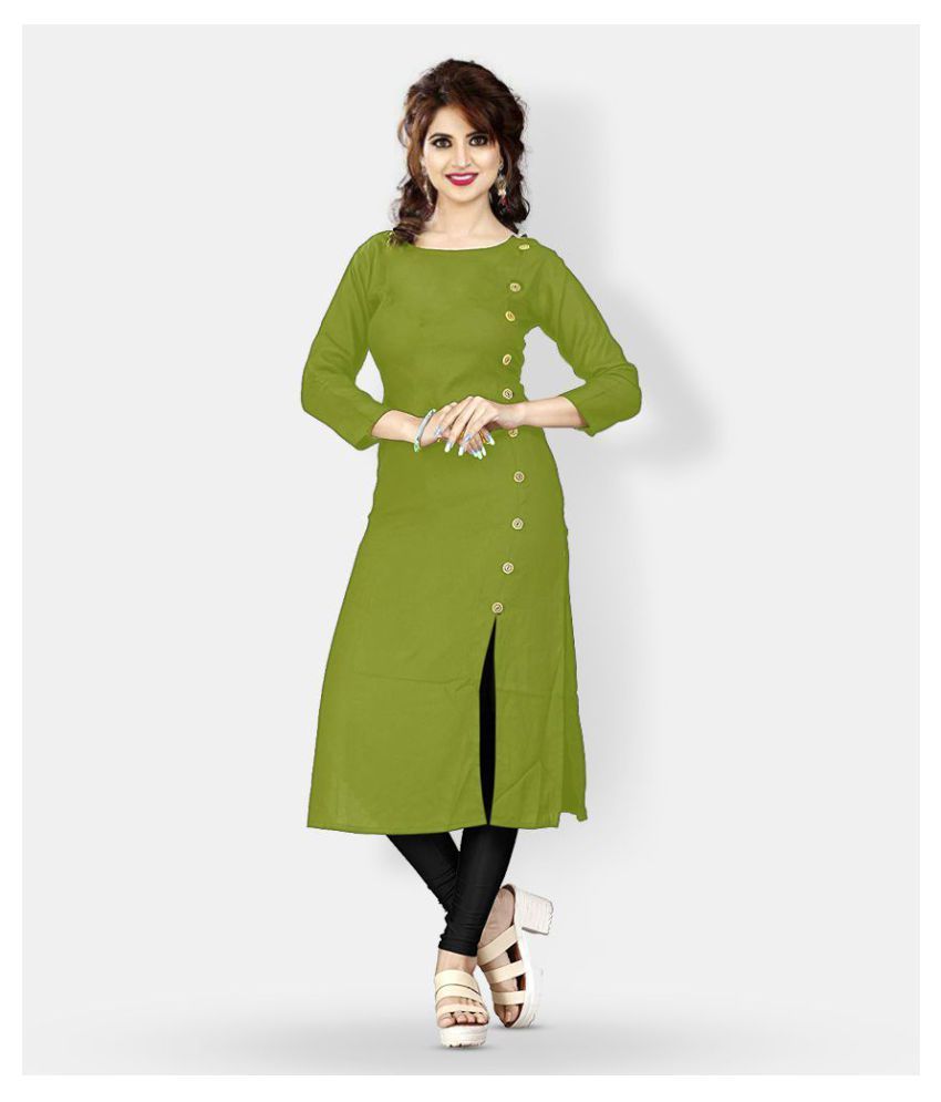     			HF Holyday Fashion Green Rayon Straight Kurti