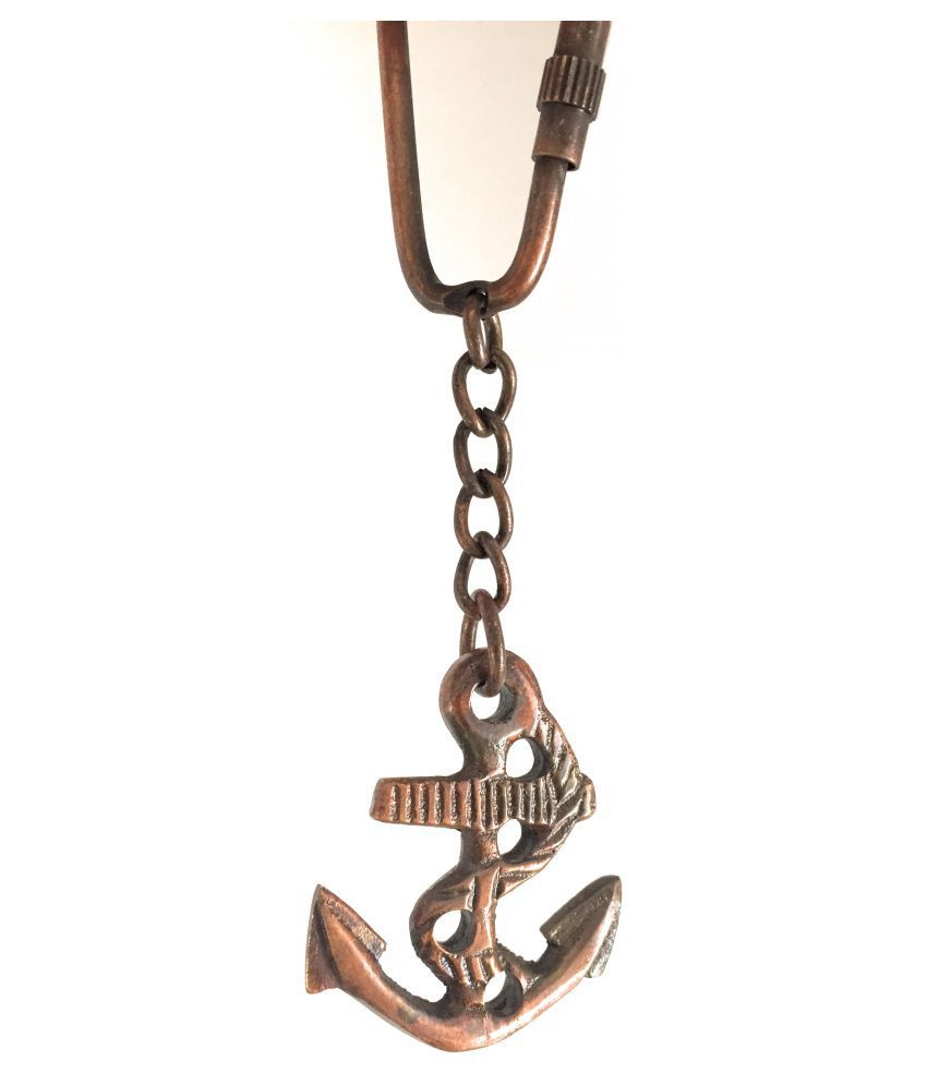 Nautical Brass Anchor Rope Keychain brown finish Buy Online at Best