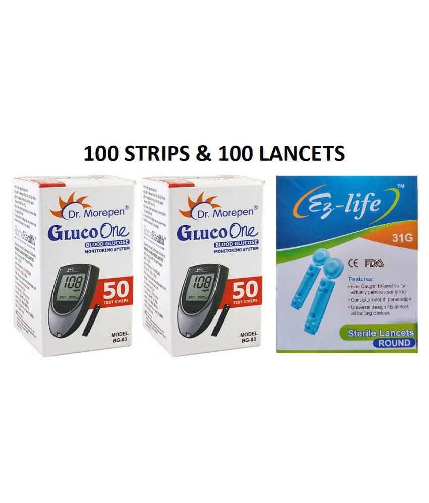     			Dr. Morepen Gluco One BG03 100 Strips + EzLife 100 Lancets