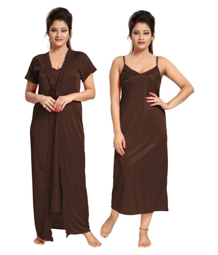 Buy Be You Satin Night Dress - Brown 