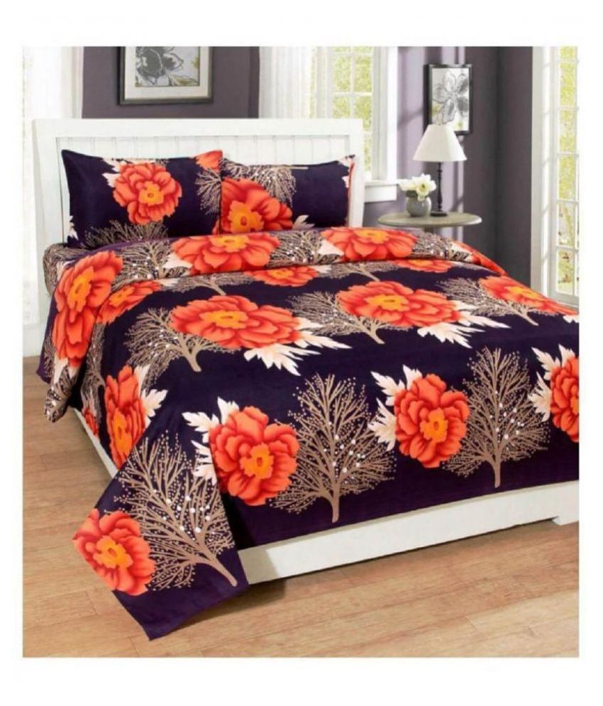 New panipat textile zone Poly Cotton 4 Double Bedsheets with 8 Pillow