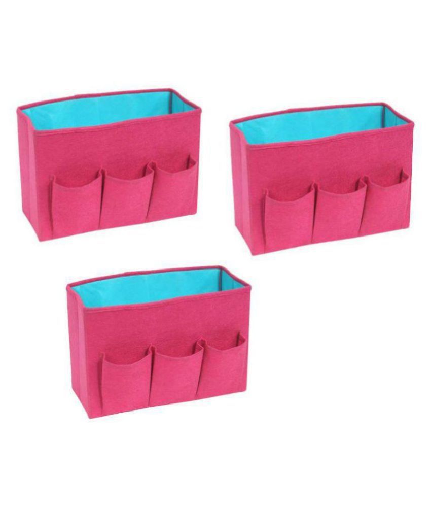 PrettyKrafts Magazine/Files Organiser - MultiUtility Storage Box Files/Catalogues Sorter - Desk Organizer - Pink (Set of 3)