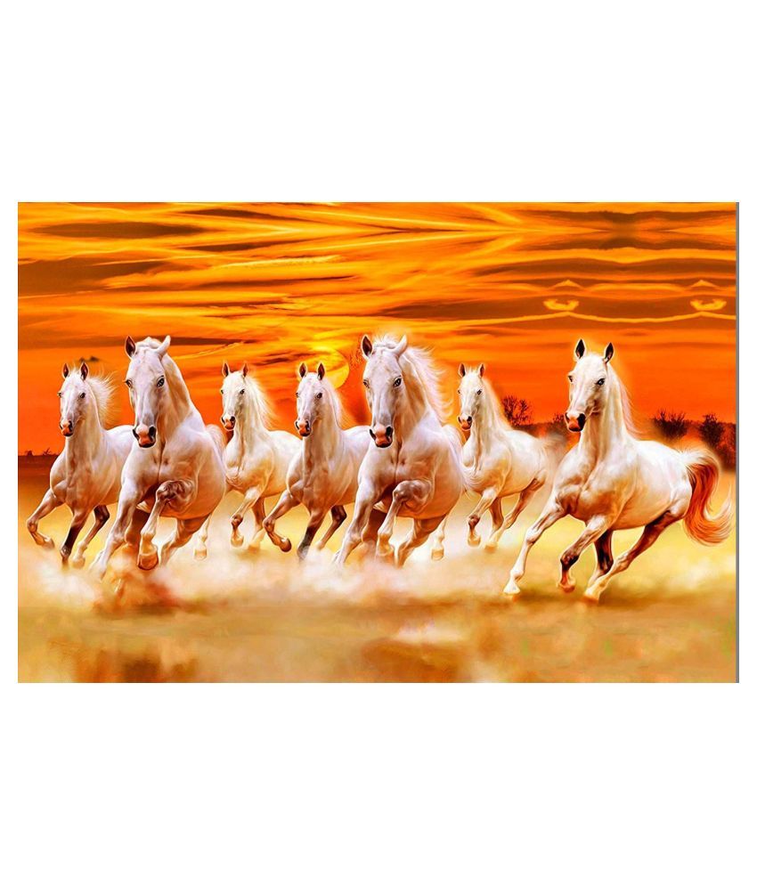     			wallpics vastu 7 lucky horse running at sunrise Vinyl Wall Poster Without Frame