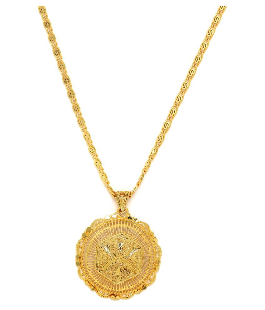 Golden Round Ethnic Pendant Necklace: Buy Golden Round Ethnic Pendant ...