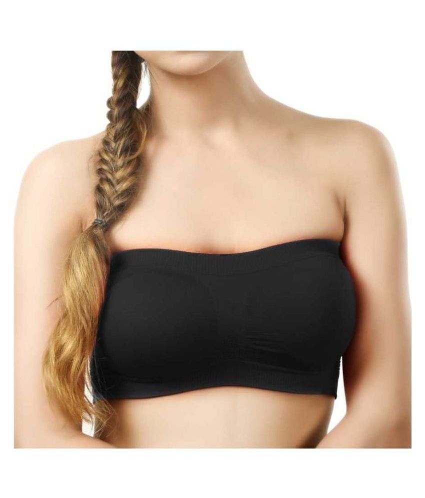     			Gold Dust Pack of 2 Cotton Lycra Non Padded Women's Tube Bra ( Black )