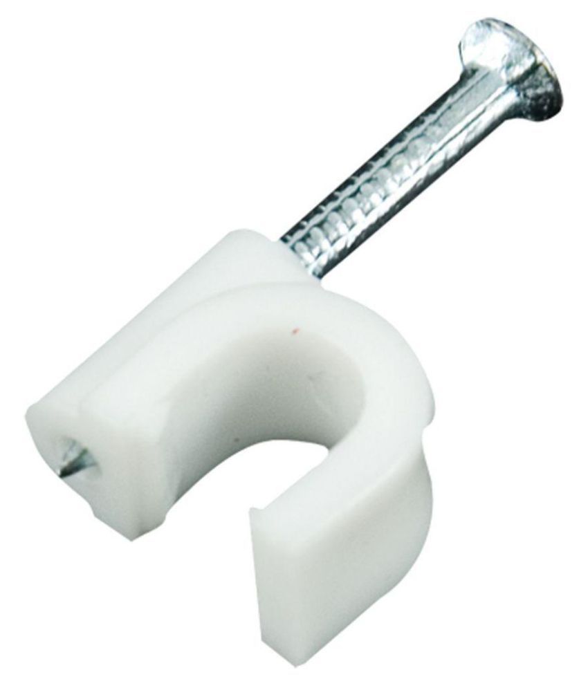 ADMI 6 mm Diameter Wire Fastener Circle Cable Clips with Metal Nail