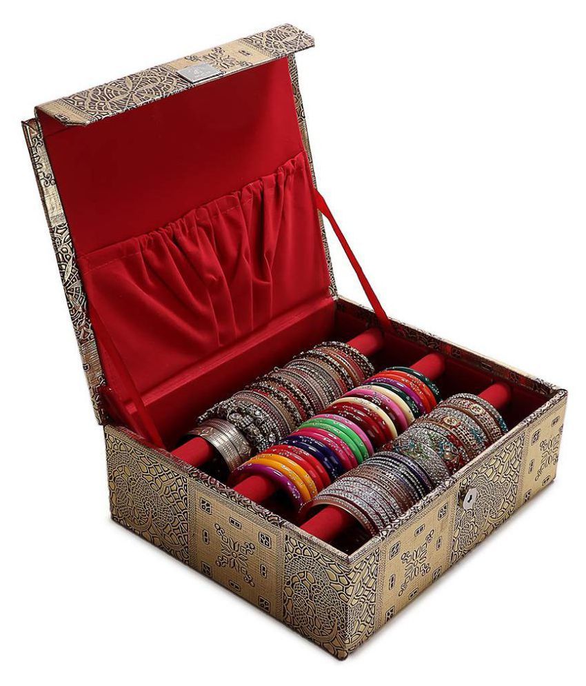 Trendifly Wooden 1 Piece 3 Rod Bangle Storage Box (Gold) Buy Trendifly