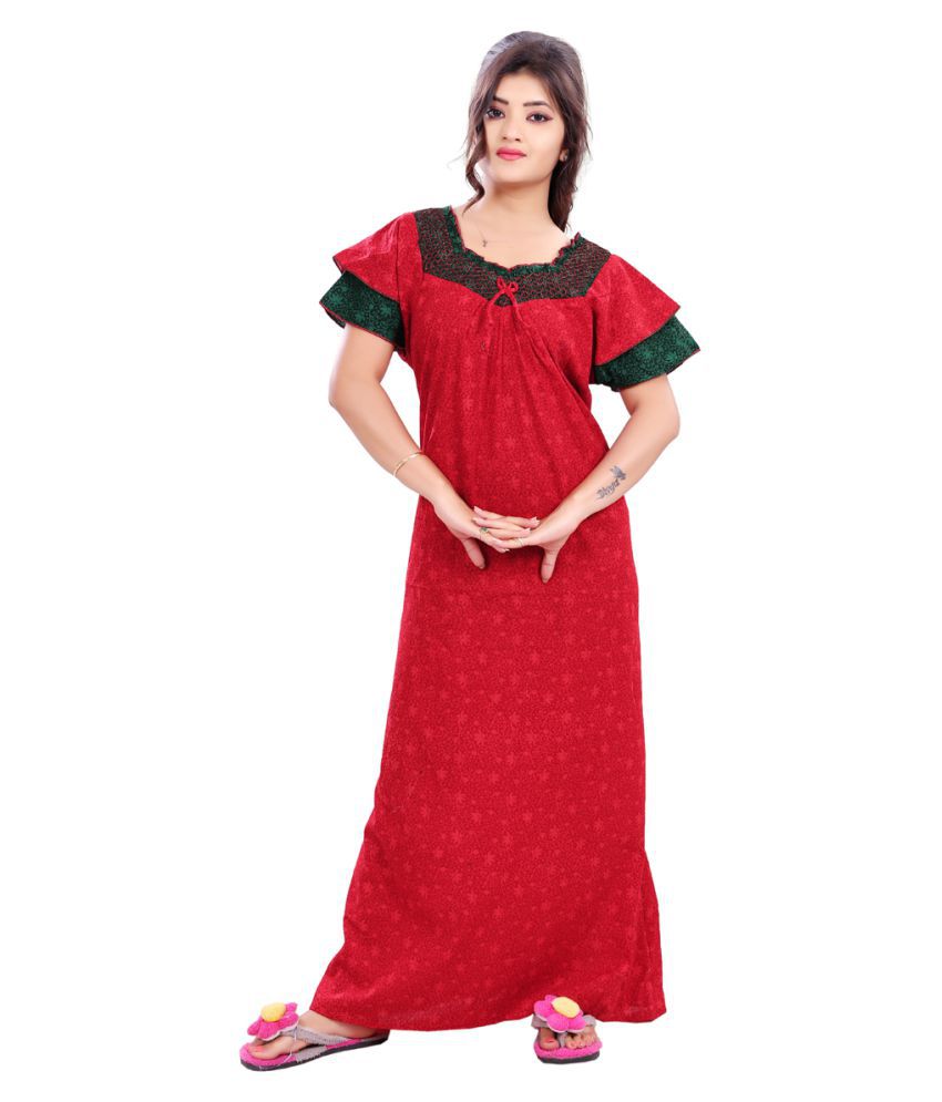 Buy Hafsa Cotton Nighty & Night Gowns - Maroon Online at Best Prices in ...