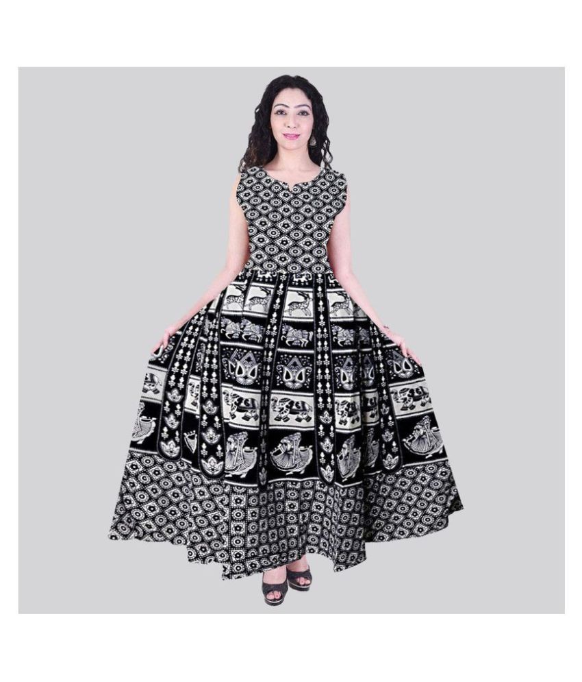     			Rangun Cotton Black A- line Dress