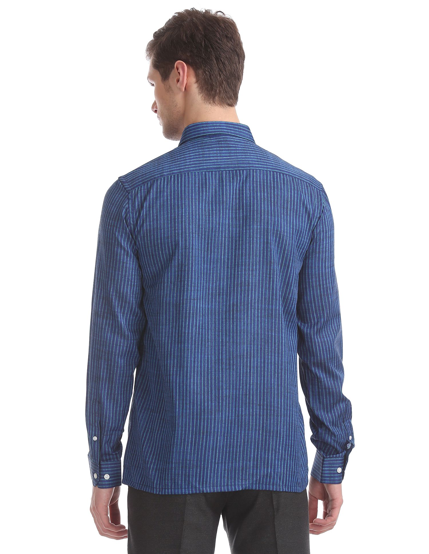 Excalibur Cotton Blend Blue Stripes Formal Shirt - Buy Excalibur Cotton ...