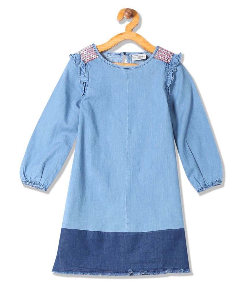 frayed hem denim dress