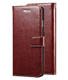 Samsung galaxy A6 Plus Flip Cover by KOVADO - Brown Original Leather Wallet