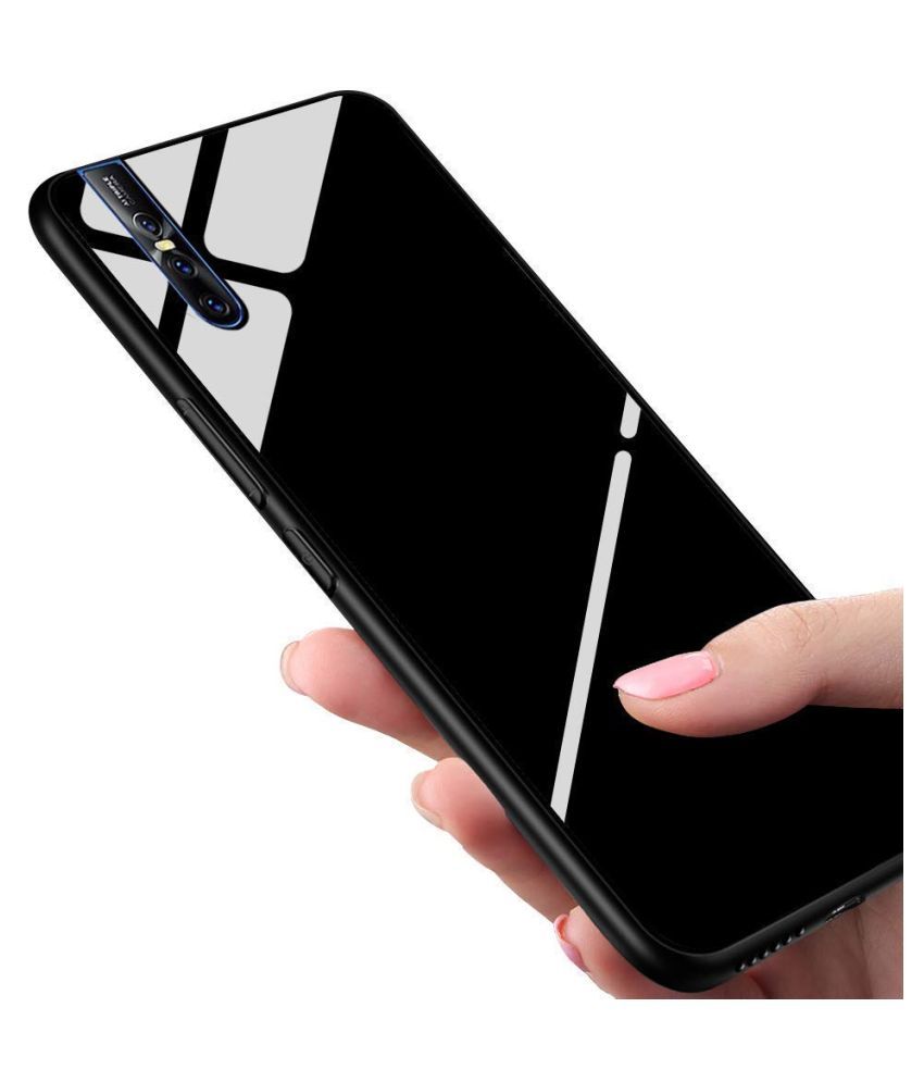 Vivo V15 Mirror Back Covers Designer Hub Black Plain Back Covers